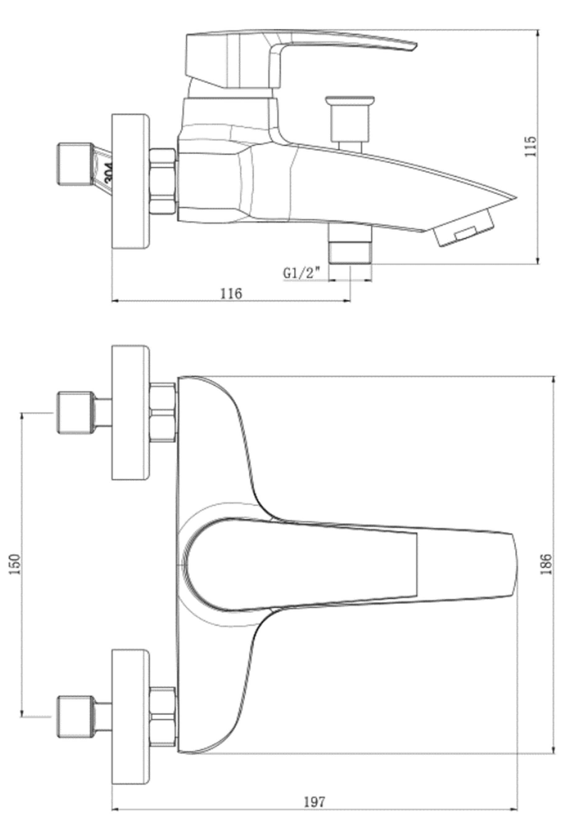 Купить Смеситель для ванны/душа ROYCE Pro, с коротким изливом, белый RCM-120503WH