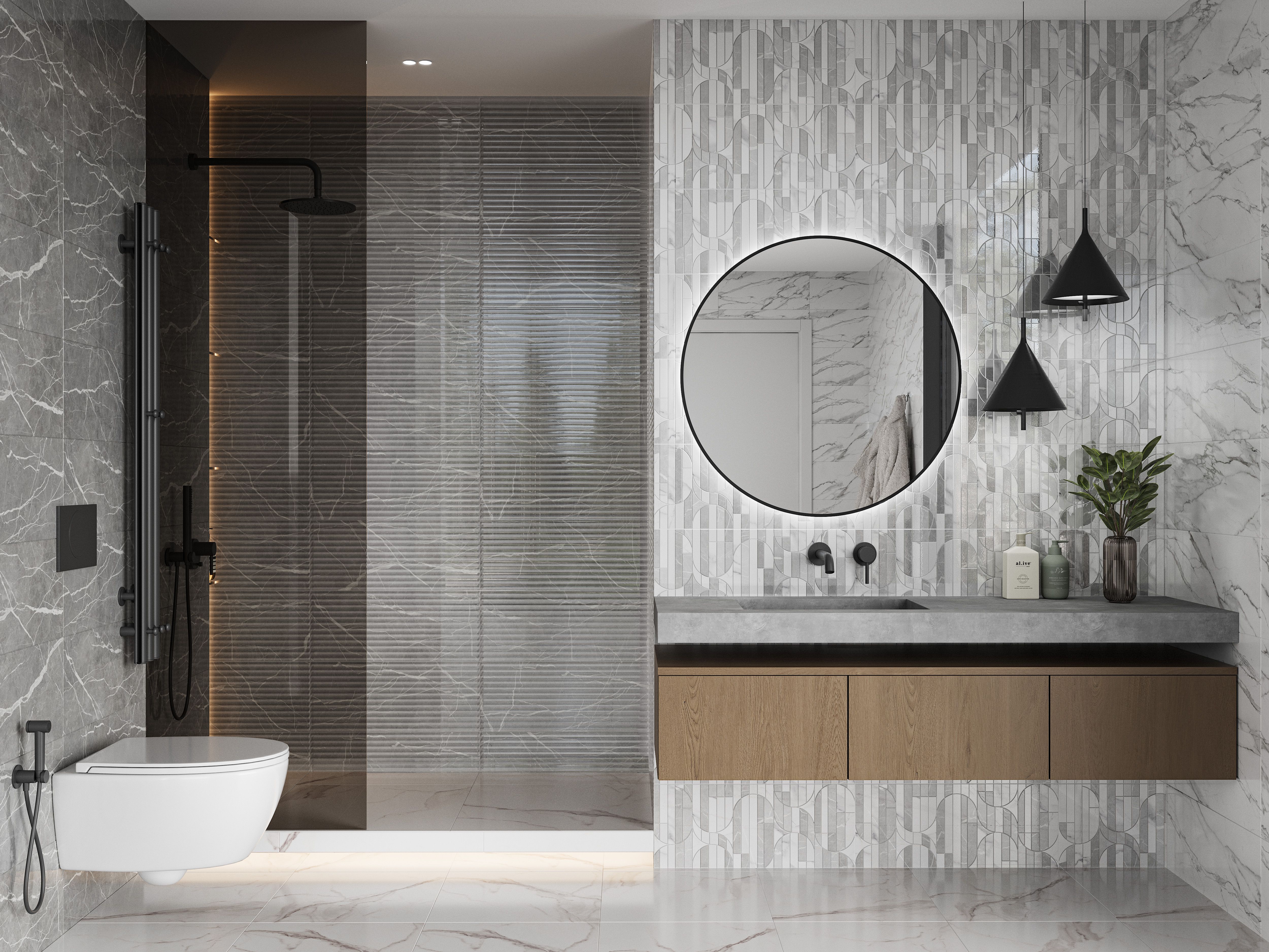 Купить 10100001532 Modello (Моделло) grey wall 04 плитка для стен 25х60, Gracia Ceramica
