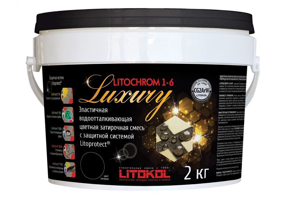 Купить Затирка цементная LITOKOL Litochrom 1-6 LUXURY C.30 жемчужно-серая 2кг (ведро)