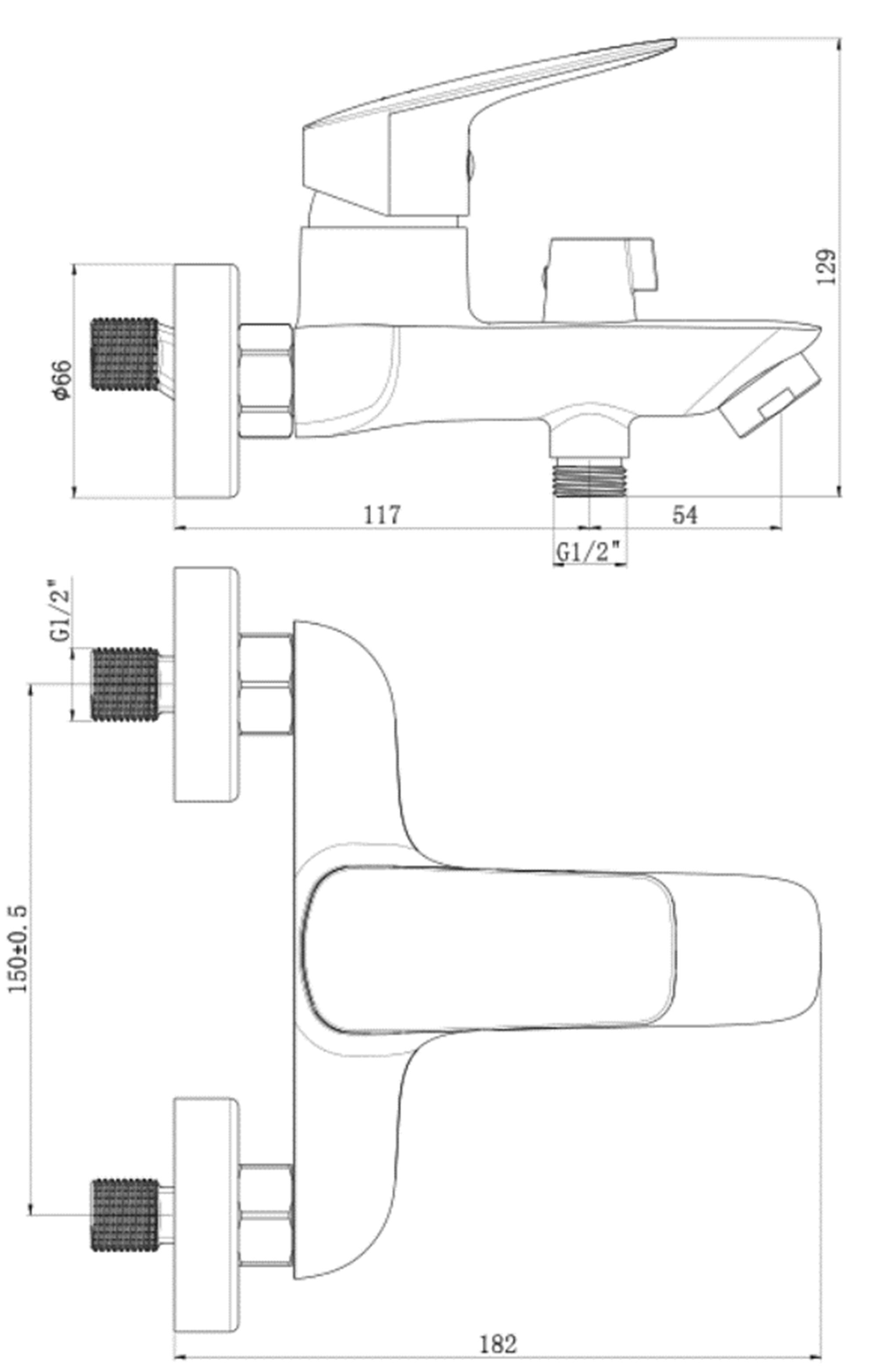 Купить Смеситель для ванны/душа ROYCE Abby, с коротким изливом, хром RCM-120303CR