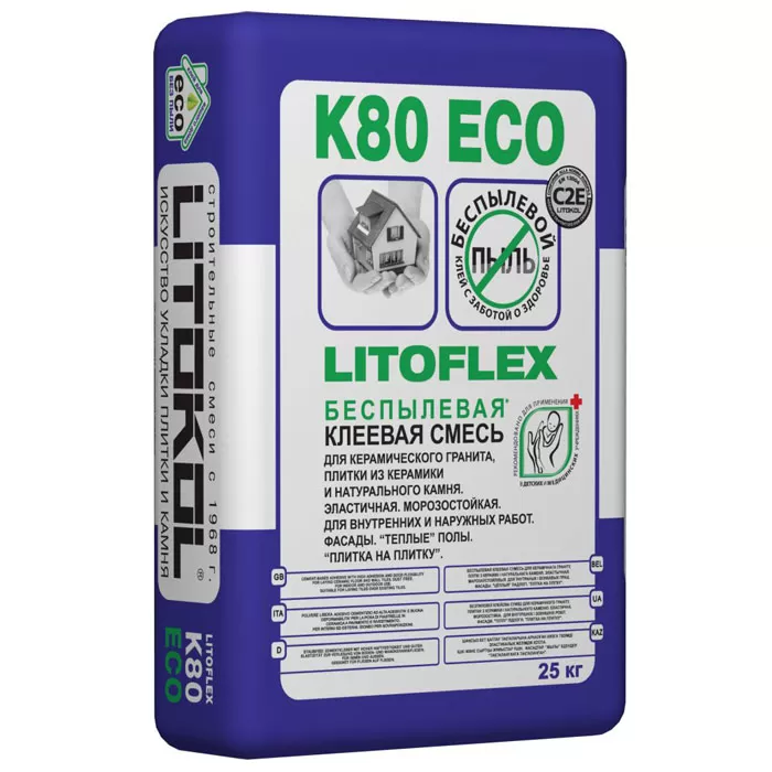 Купить Клей LITOKOL Litoflex K80 ECO беспылевой серый 25кг