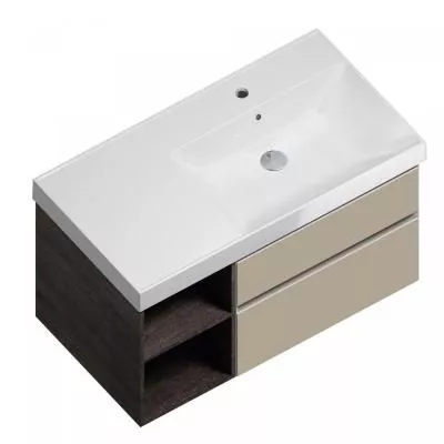 Тумба CUBO подвесная 90 правая, лимо, 2 ящика + 2 открытые полки