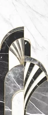 10300000224 Noir white decor 01 глянцевый декор 25х60, Gracia Ceramica