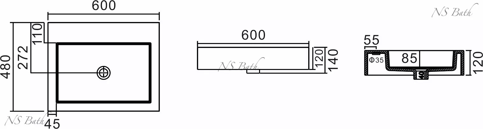 Купить Раковина из искусственного камня, NSS-6048, глянцевая/матовая с доставкой Купить Раковина из искусственного камня, NSS-6048, глянцевая/матовая
