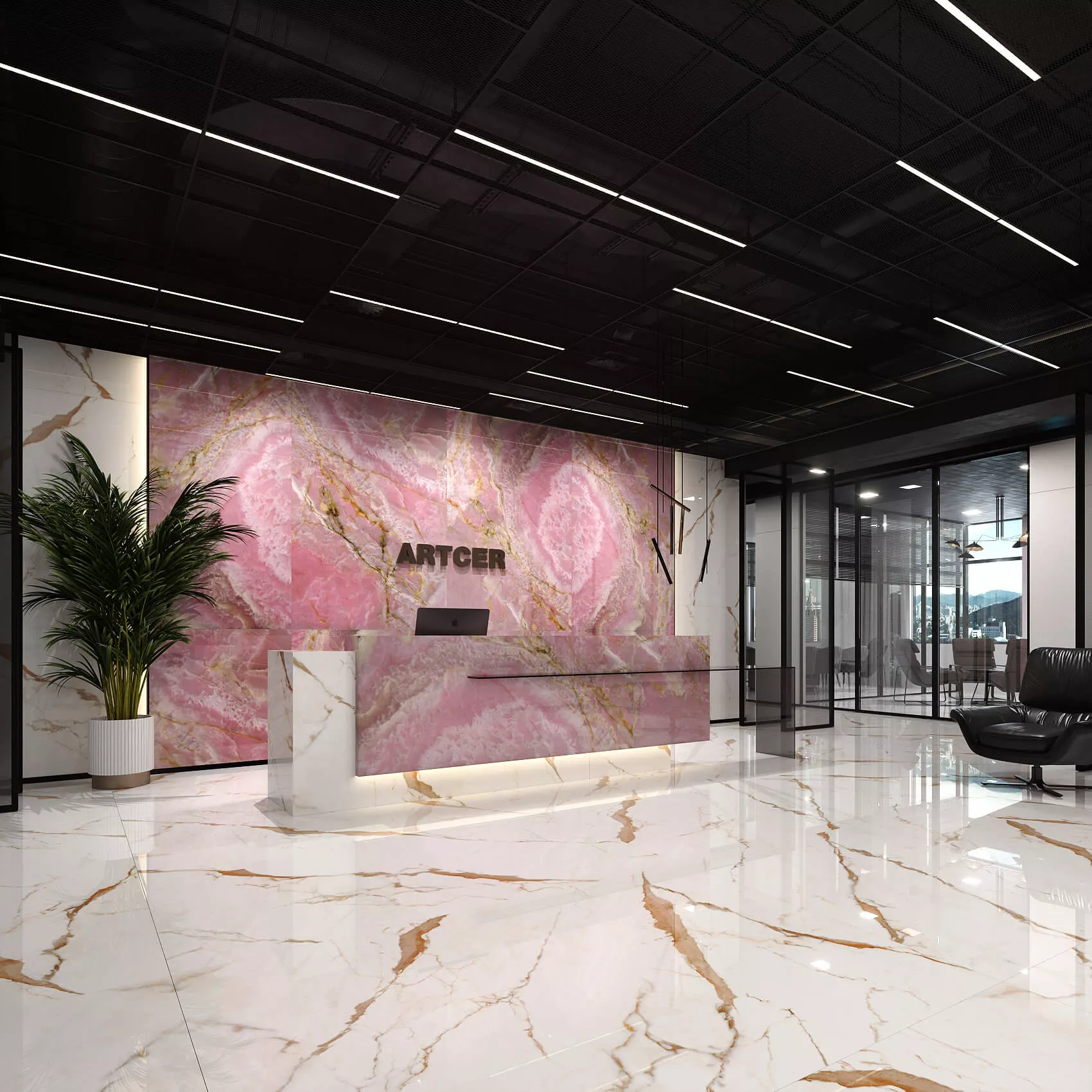 Купить Керамогранит ARTCER 1XL Onyx Pink POLI 120x180