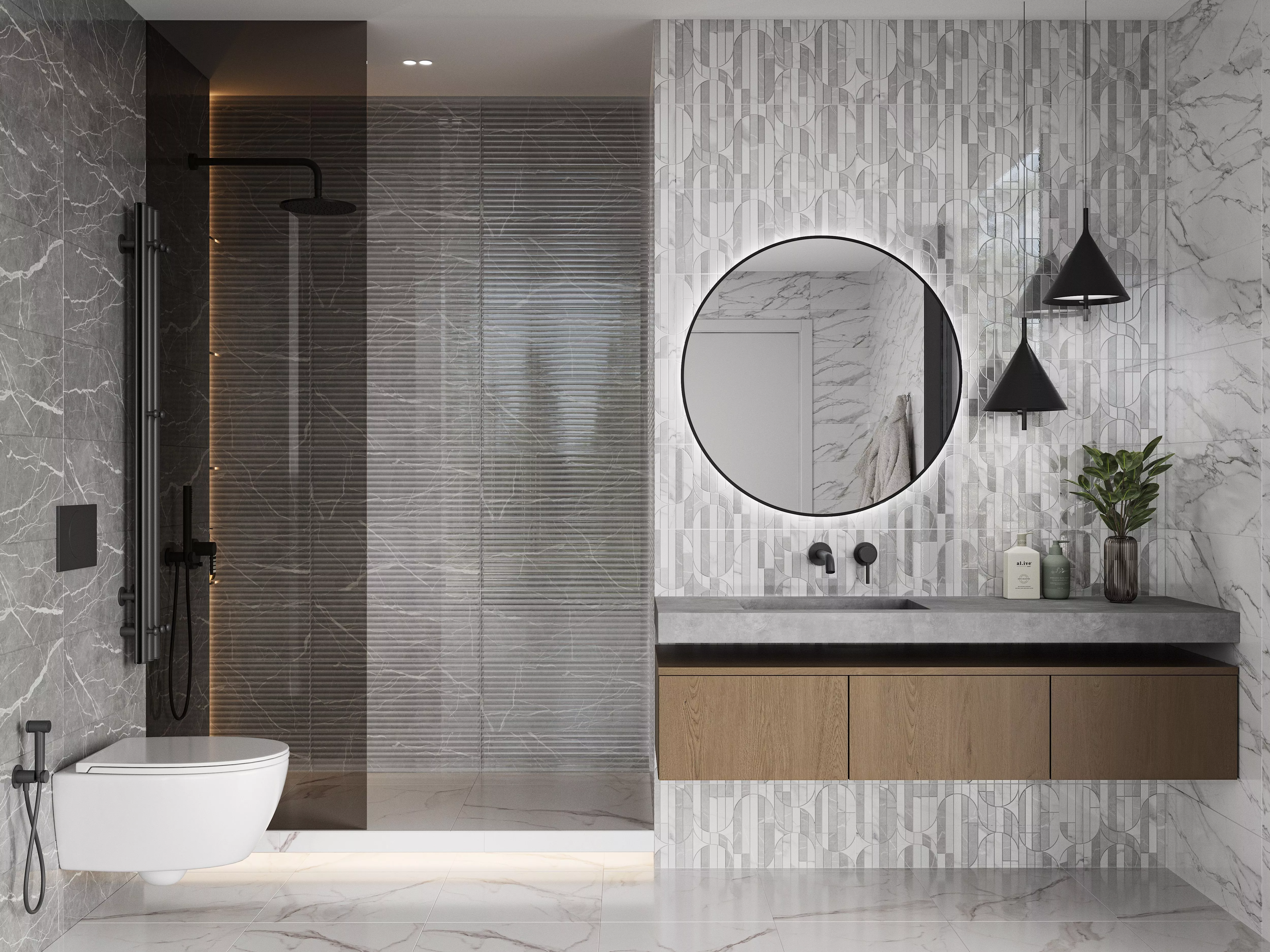 Купить 10100001532 Modello (Моделло) grey wall 04 плитка для стен 25х60, Gracia Ceramica
