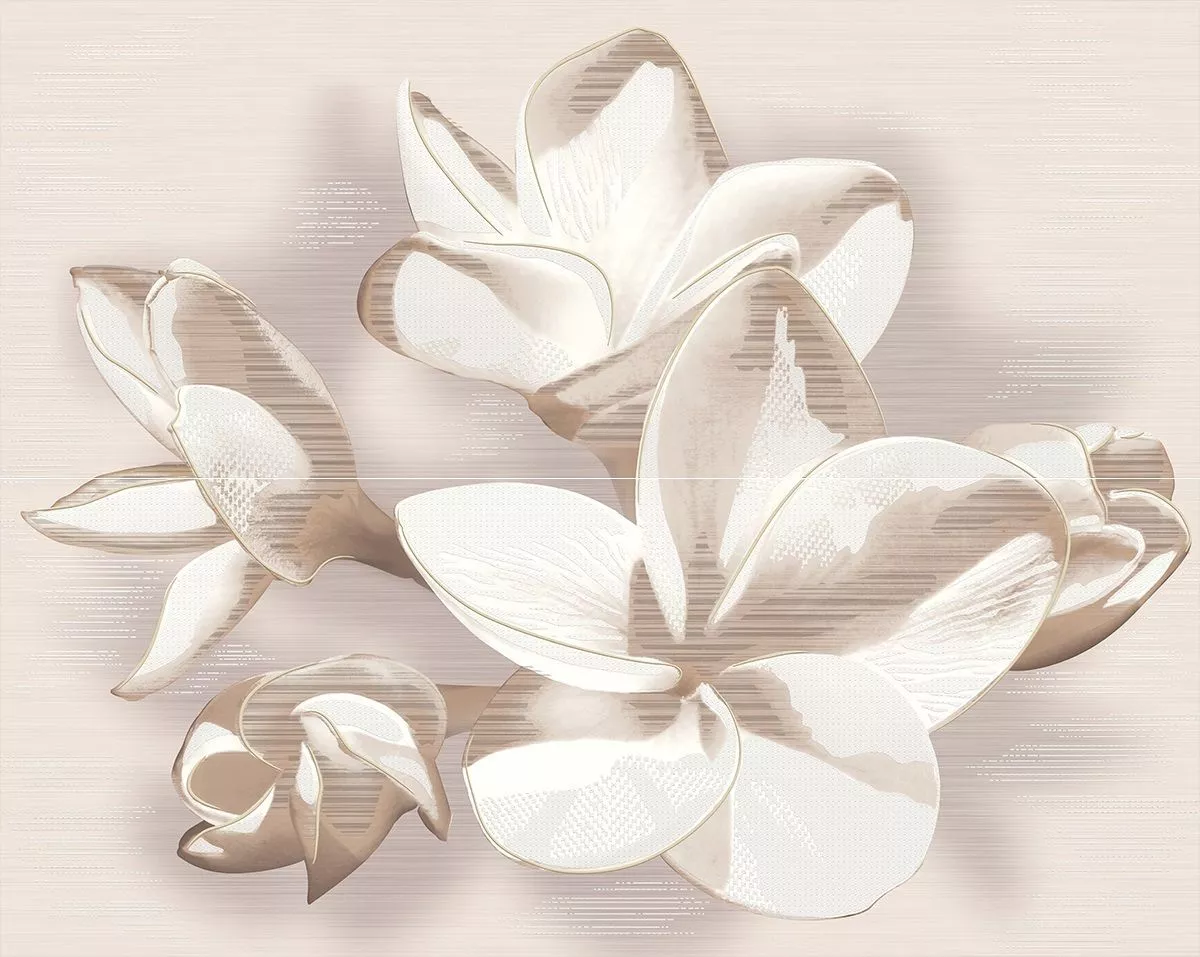Купить Керамогранит 584192004 Amati (Амати) Plumeria Beige бежевый панно 50,5х40,2, Azori